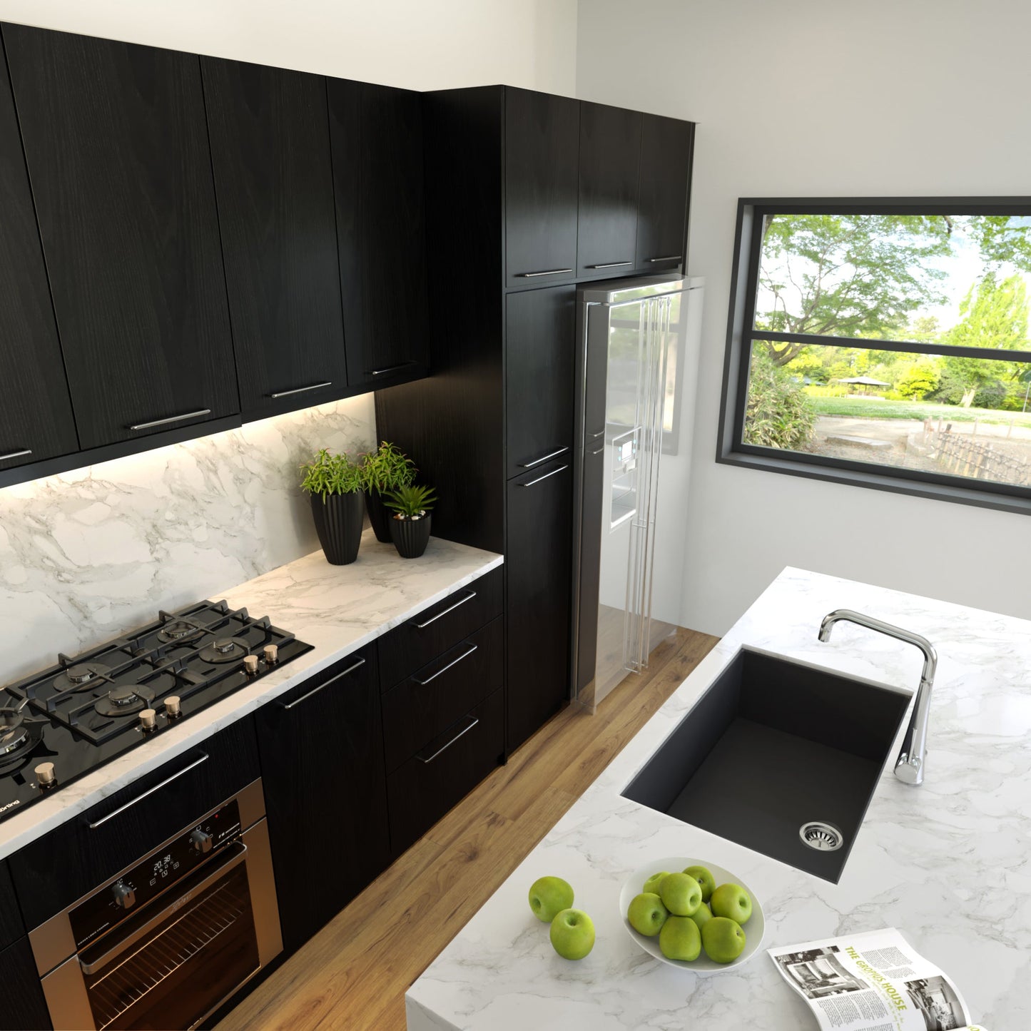 Nantucket Sinks Plymouth Collection 30" Rectangle Undermount Matte Black Granite Composite Single Bowl Kitchen Sink
