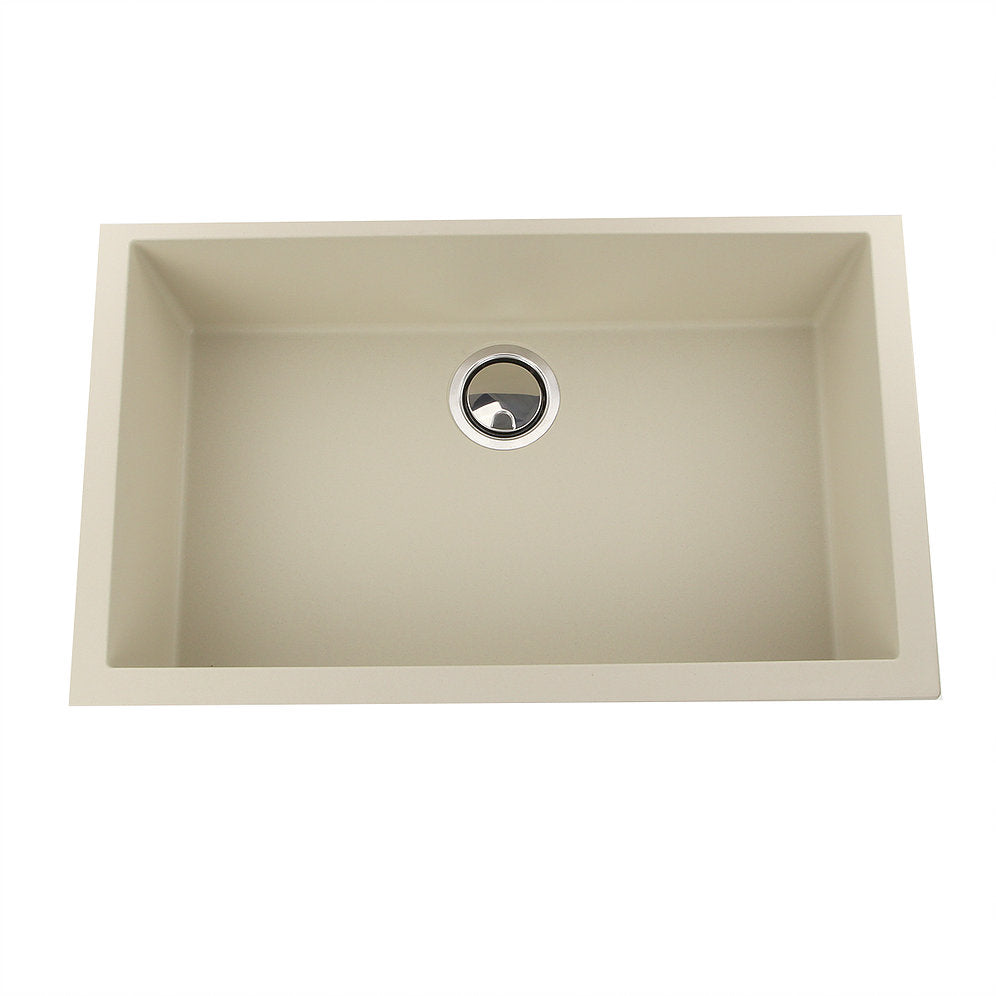 Nantucket Sinks Plymouth Collection 30" Rectangle Undermount Matte Sand Granite Composite Single Bowl Kitchen Sink