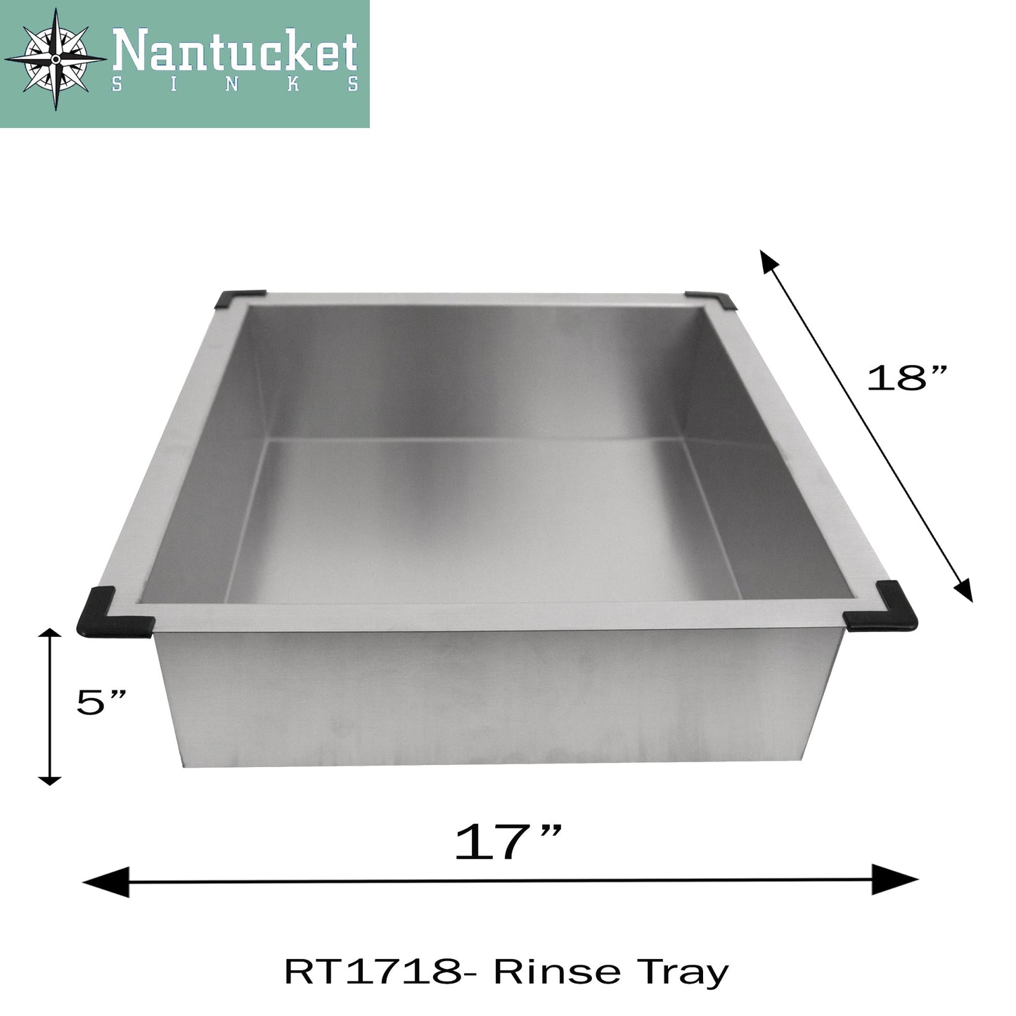 Nantucket Sinks Pro Series 18" Brushed Satin Stainless Steel Deluxe Rinse Tray