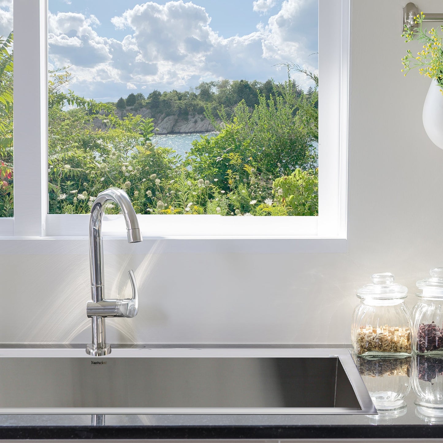 Nantucket Sinks Pro Series 33" Rectangle Drop-in Brushed Satin Silver 304 Stainless Steel Single Bowl Zero Radius 16-Gauge 1-Hole Kitchen Sink