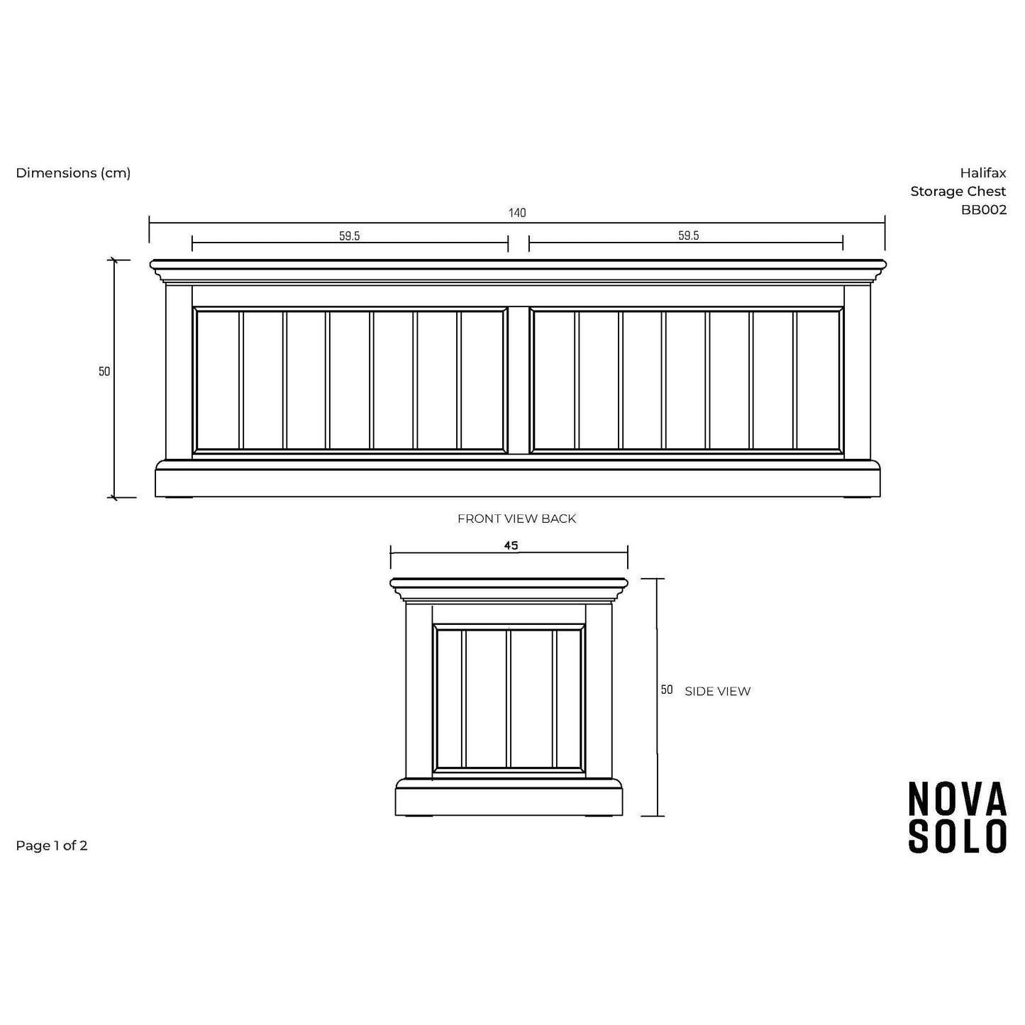NovaSolo Halifax 55" Classic White Mahogany Storage Chest