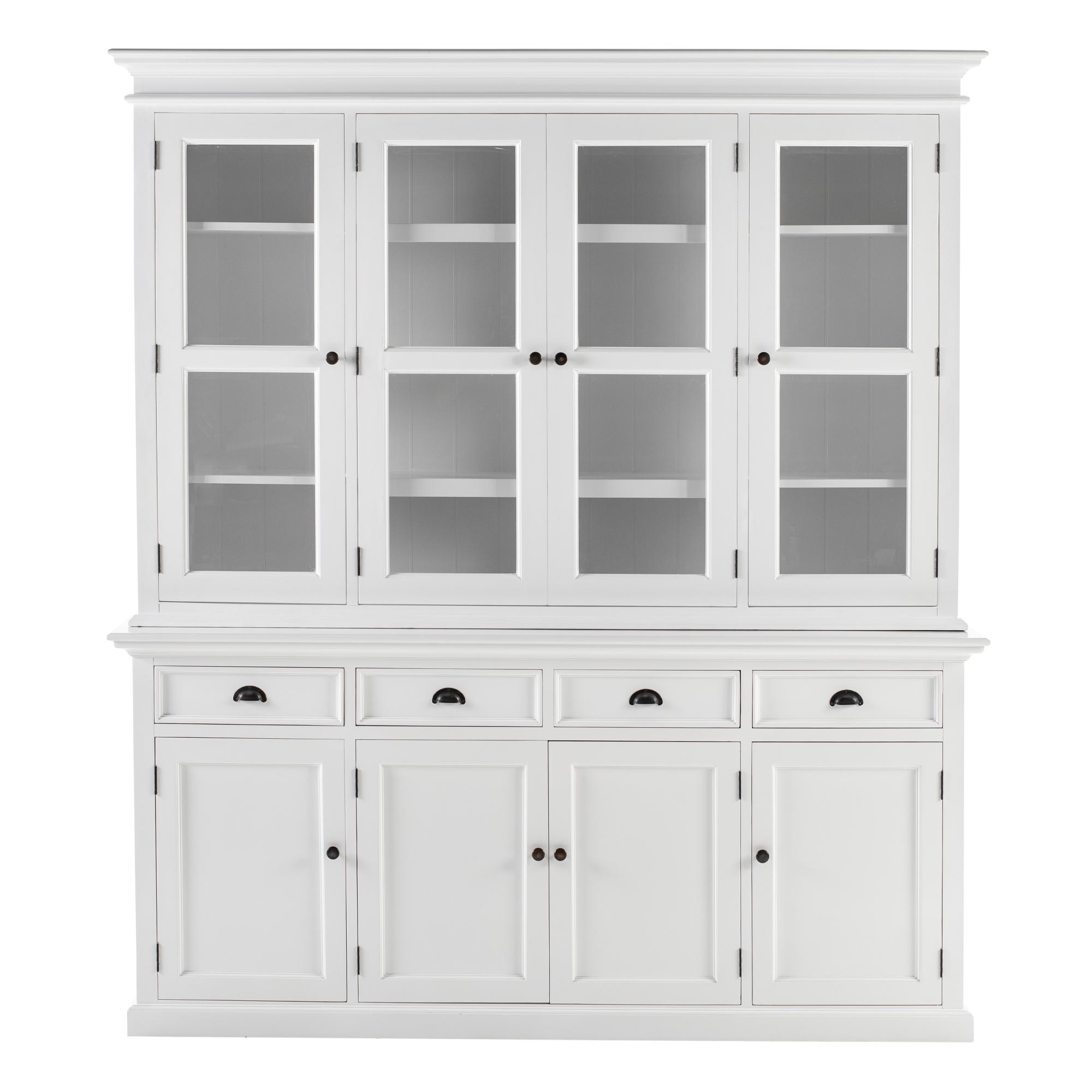 NovaSolo Halifax 79" Classic White Buffet Hutch Unit With 4 Be