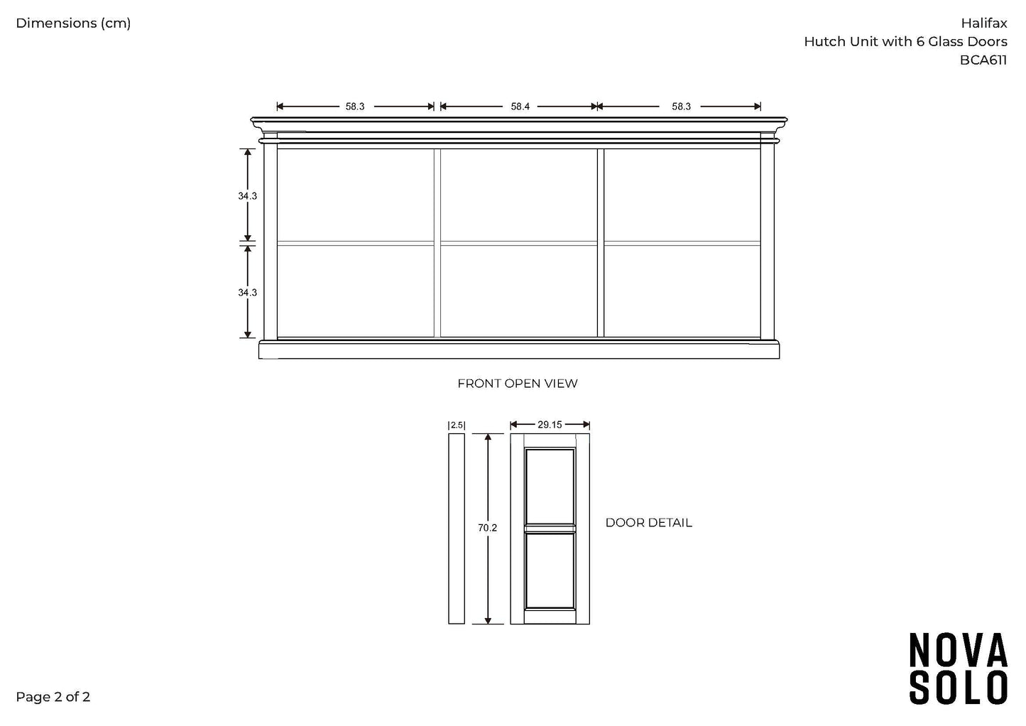 NovaSolo Halifax 79" Classic White Hutch Cabinet Unit With 6 Bevelled Glass Doors