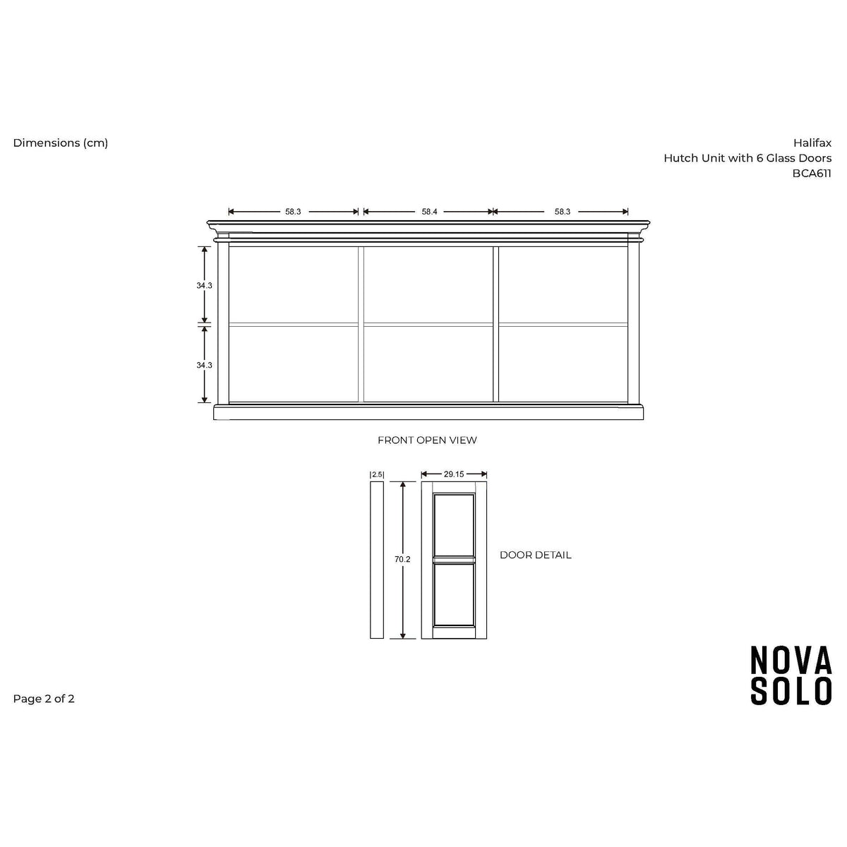 NovaSolo Halifax 79" Classic White Hutch Cabinet Unit With 6 Bevelled Glass Doors