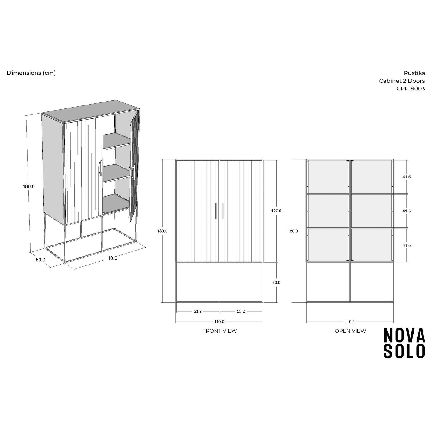 NovaSolo Rustika 43" Black Rustic Boat Wood 2 Door Cabinet