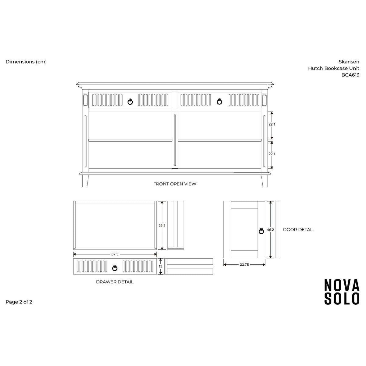 NovaSolo Skansen 63" Classic White Mahogany Cabinet With 4 Doors & 2 Drawers