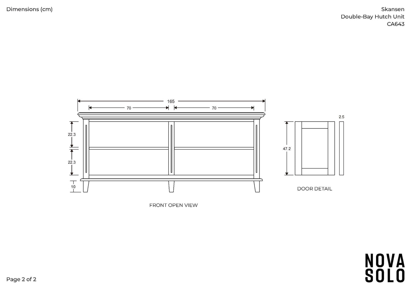 NovaSolo Skansen 64" Classic White Mahogany Double-Bay Hutch Cabinet With 4 Doors & 10 External Shelves