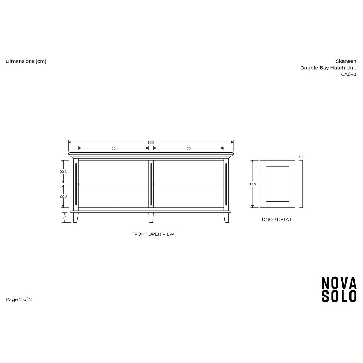 NovaSolo Skansen 64" Classic White Mahogany Double-Bay Hutch Cabinet With 4 Doors & 10 External Shelves