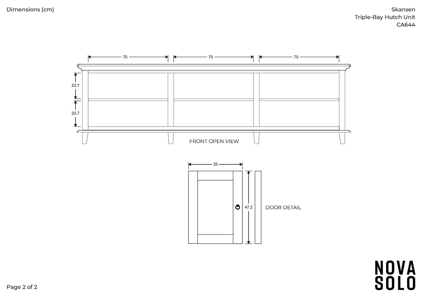 NovaSolo Skansen 94" Classic White Mahogany Triple-Bay Hutch Cabinet With 6 Doors & 15 External Shelves