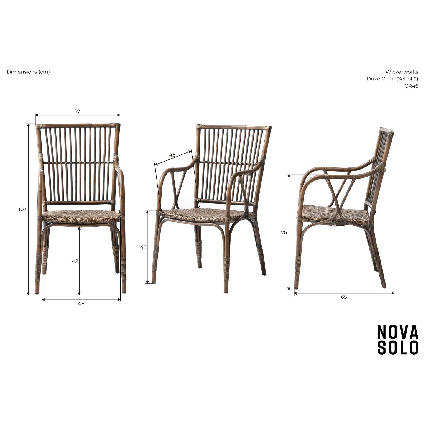 NovaSolo Wickerworks Collection 22" Rustic Split Rattan 2 Duke Chairs
