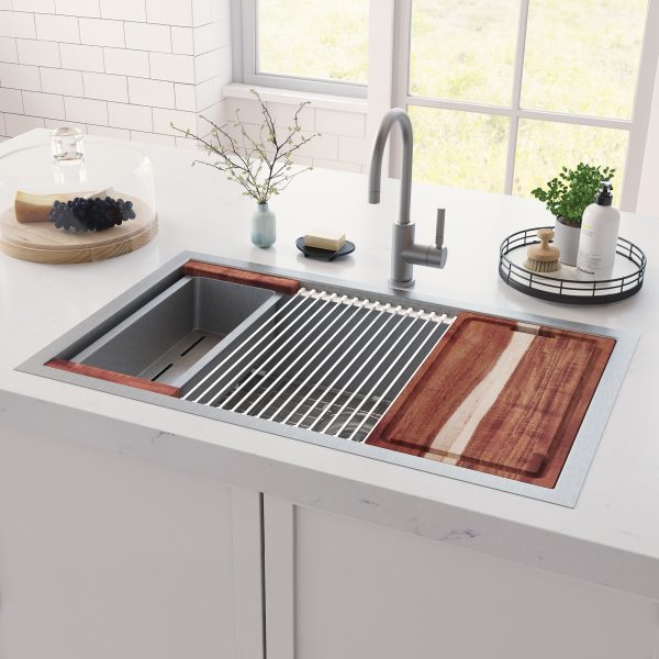 PULSE ShowerSpas Santa Cruz SCS-3219SBA-SSB Dual Mounted Brushed Stainless Steel Sink