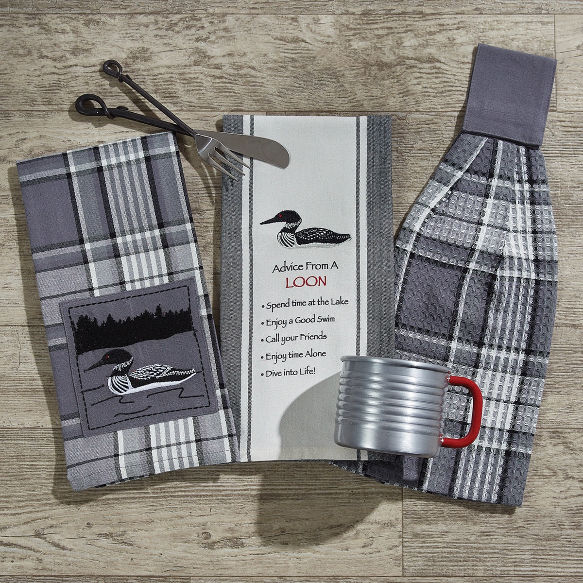 Park Designs Advice From A Loon Printed Embroidered Dishtowel - Set of 2