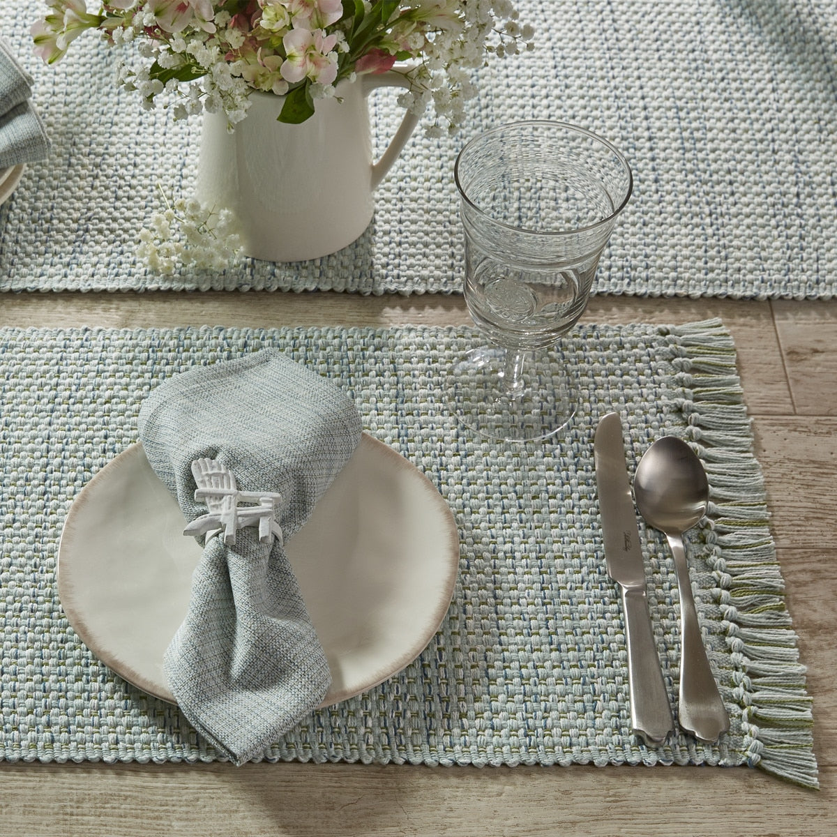 Park Designs Basketweave Napkin - Barely Blue - Set of 4