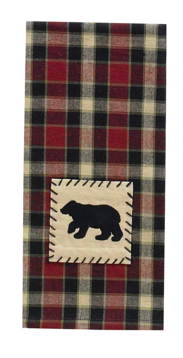 Park Designs Concord Black Bear Applique Dishtowel - Set of 2