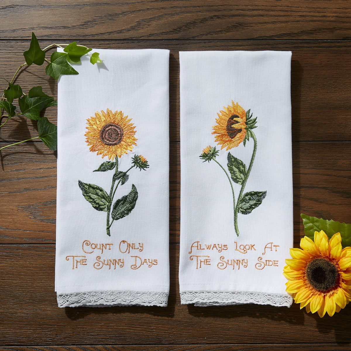 Park Designs Count Only The Sunny Days Embroidered Dishtowel - Set of 2