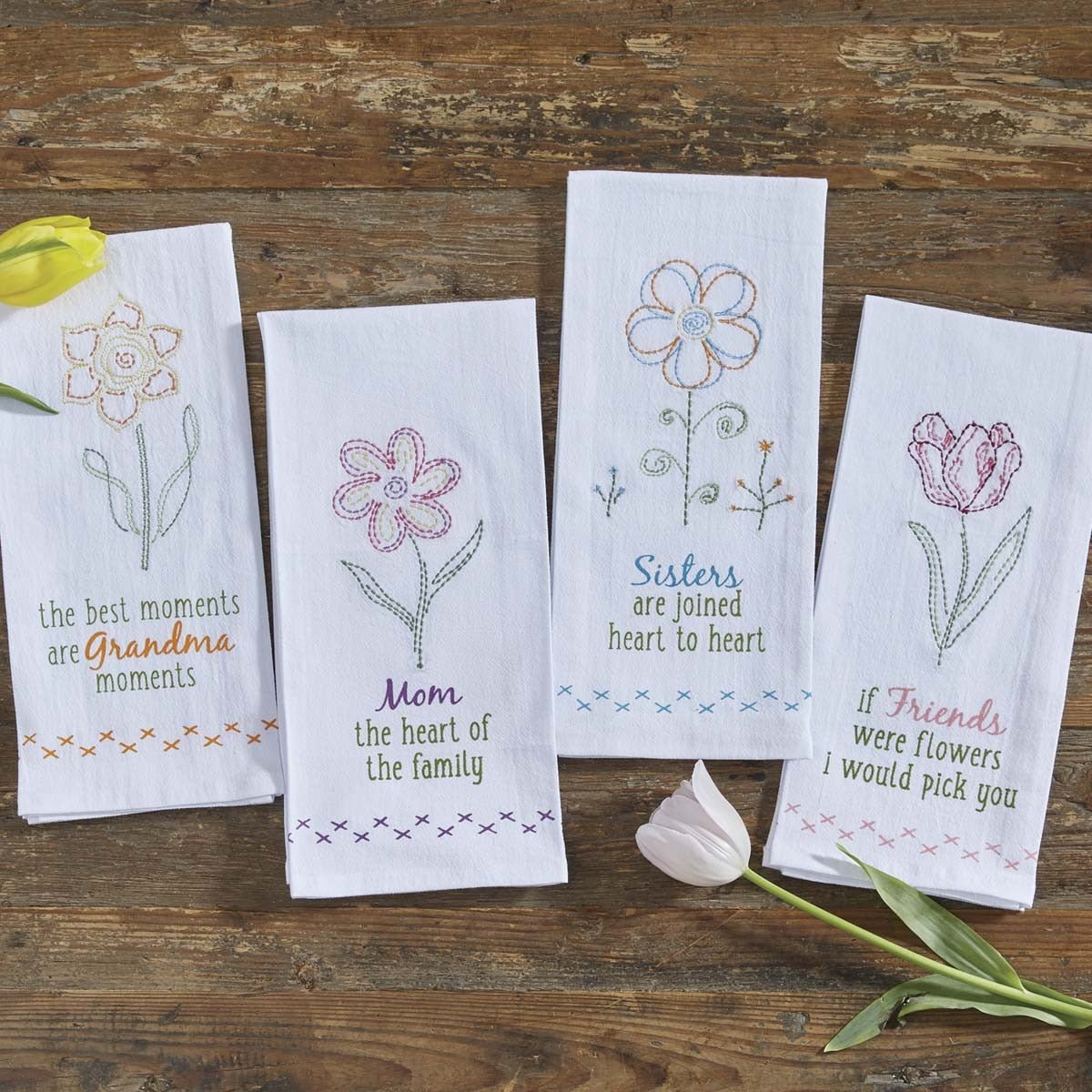 Park Designs Mom The Heart Embroidered Dishtowel - Set of 2