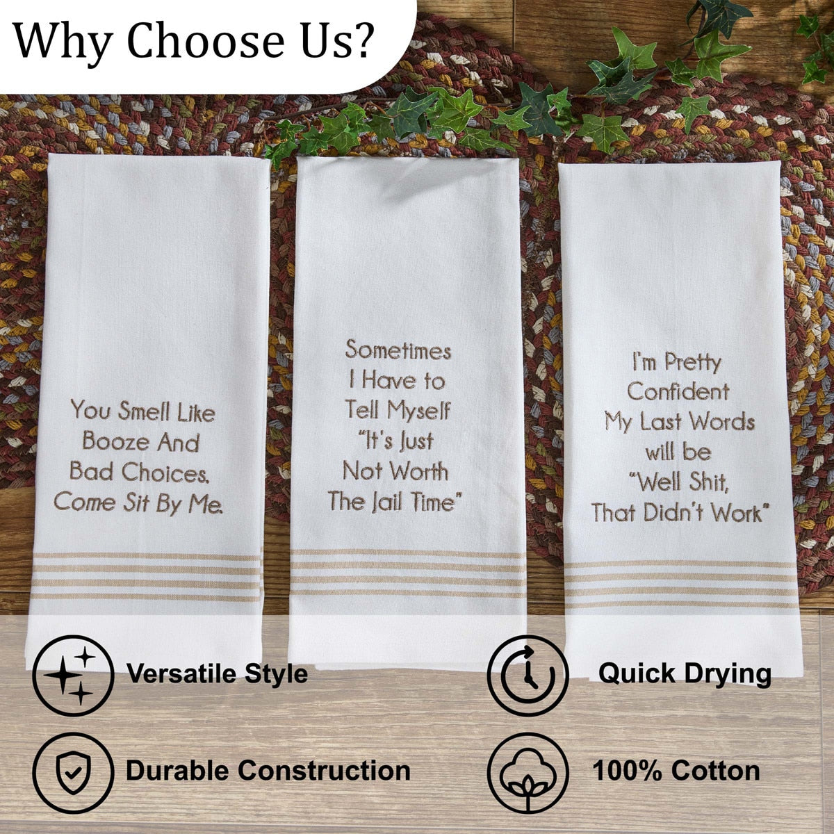 Park Designs Not Worth The Jail Time Sentiment Dishtowel - Set of 6