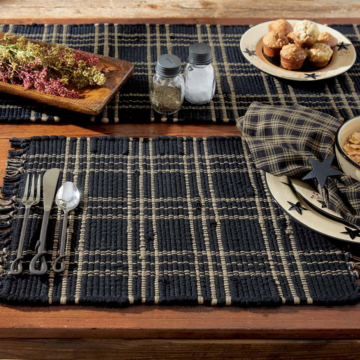Park Designs Sturbridge Chindi Placemat Black - Set of 4