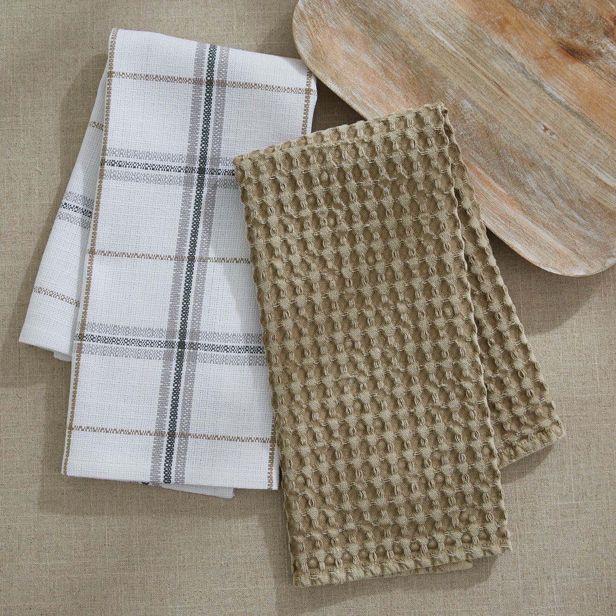 Park Designs Waffle Weave Towel Tan - Set of 2