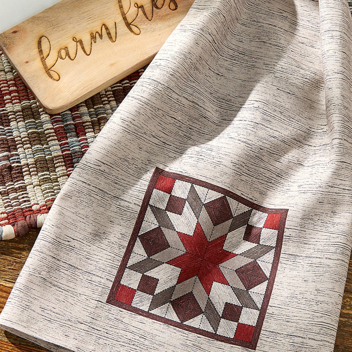 Park Designs Weathered Barnboard Print Decorative Dishtowel - Set of 6