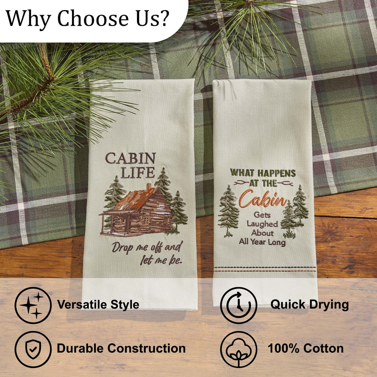 Park Designs What Happens At The Cabin Dishtowel - Set of 6