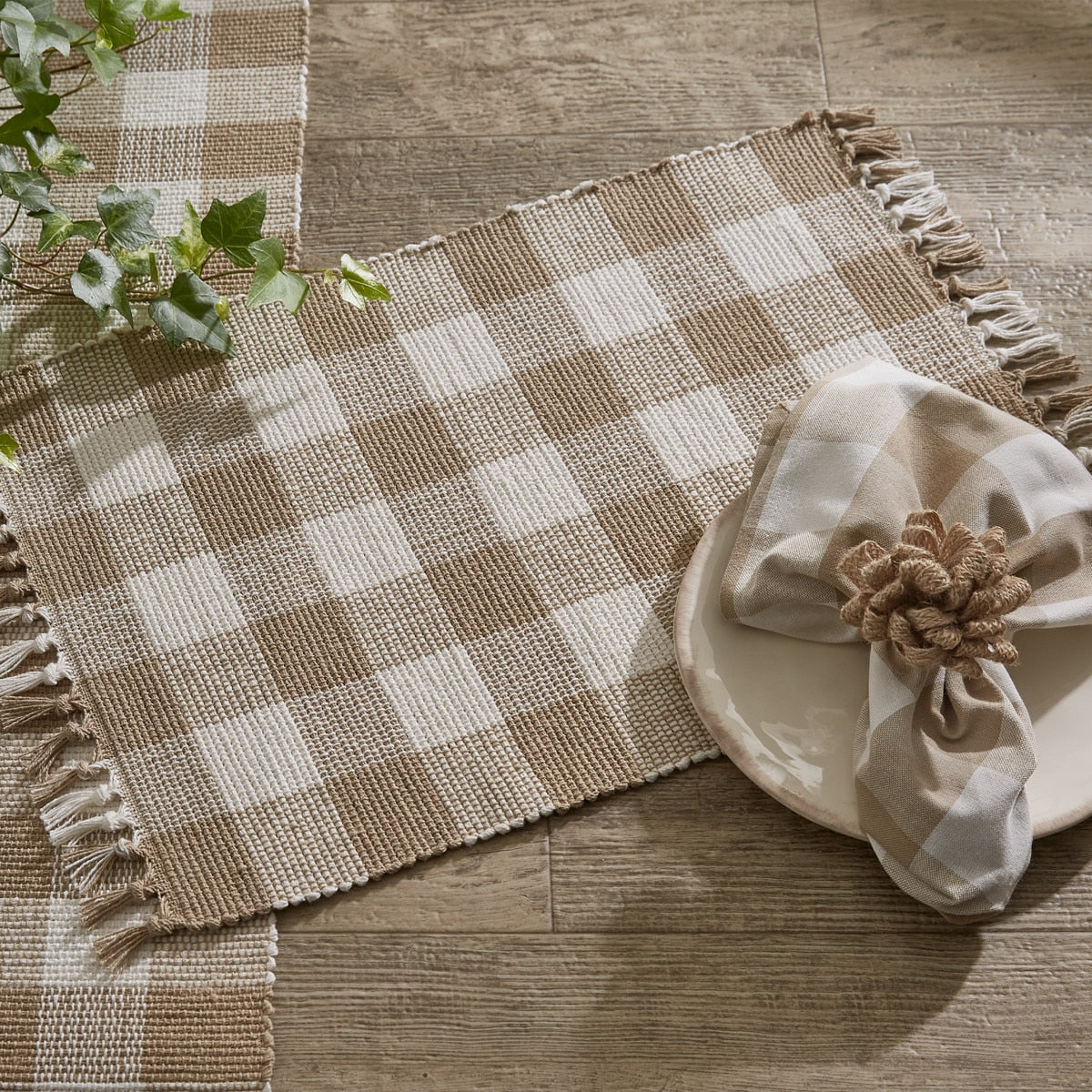 Park Designs Wicklow Check Placemat Natural - Set of 4
