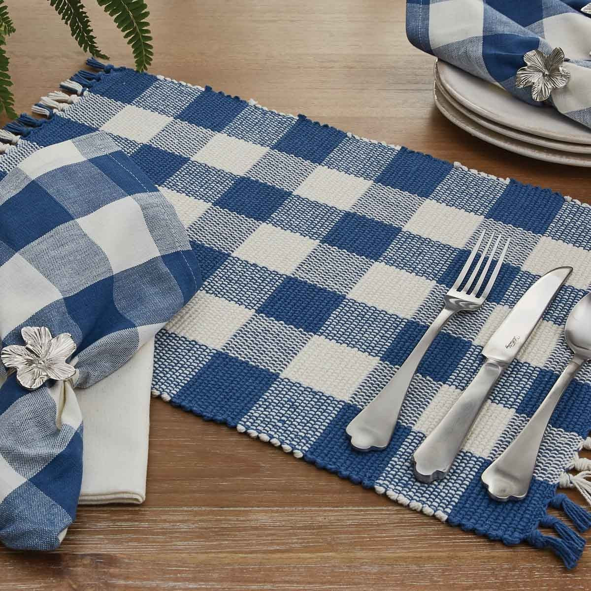 Park Designs Wicklow Check Yarn Placemat China Blue - Set of 4