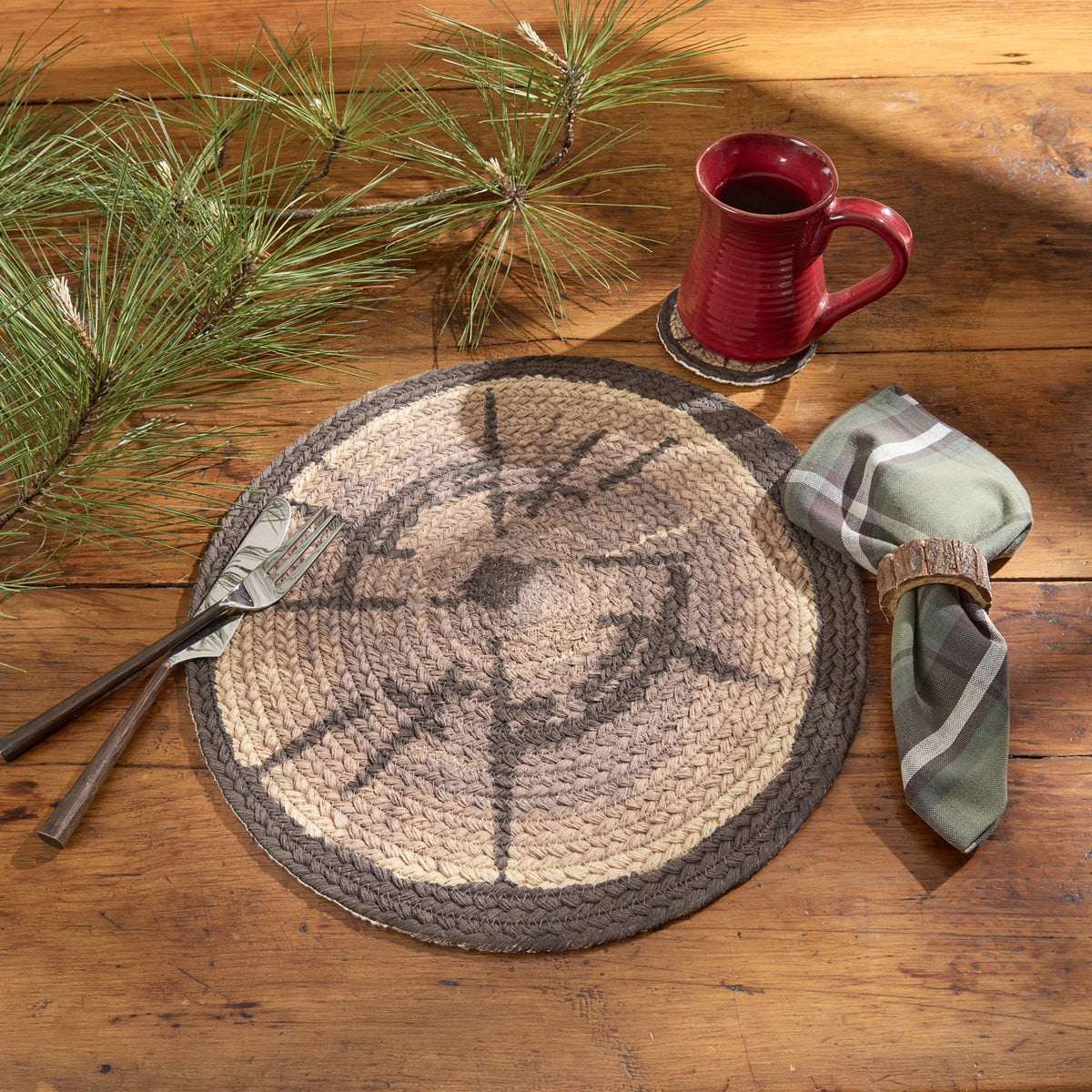 Park Designs Wood Slices Printed Braided Placemat - Set of 12