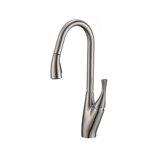 Pelican Int'l Fountain Series PL-8224 Single Hole Pull Down Kitchen Faucet In Brushed Nickel