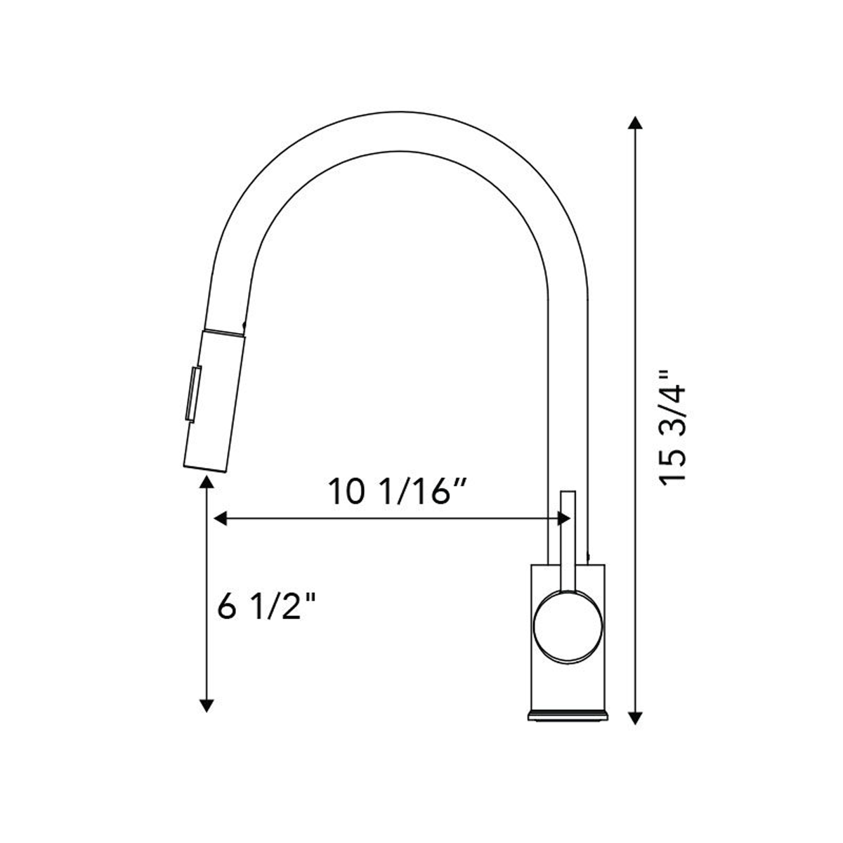 Pelican Int'l Fountain Series PL-8231 Single Hole Pull Down Kitchen Faucet In Matte Black