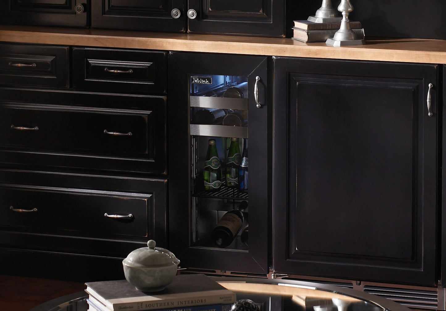 Perlick Signature Series 15" Indoor Beverage Center with Fully Integrated Panel-Ready Solid Door Hinge Left