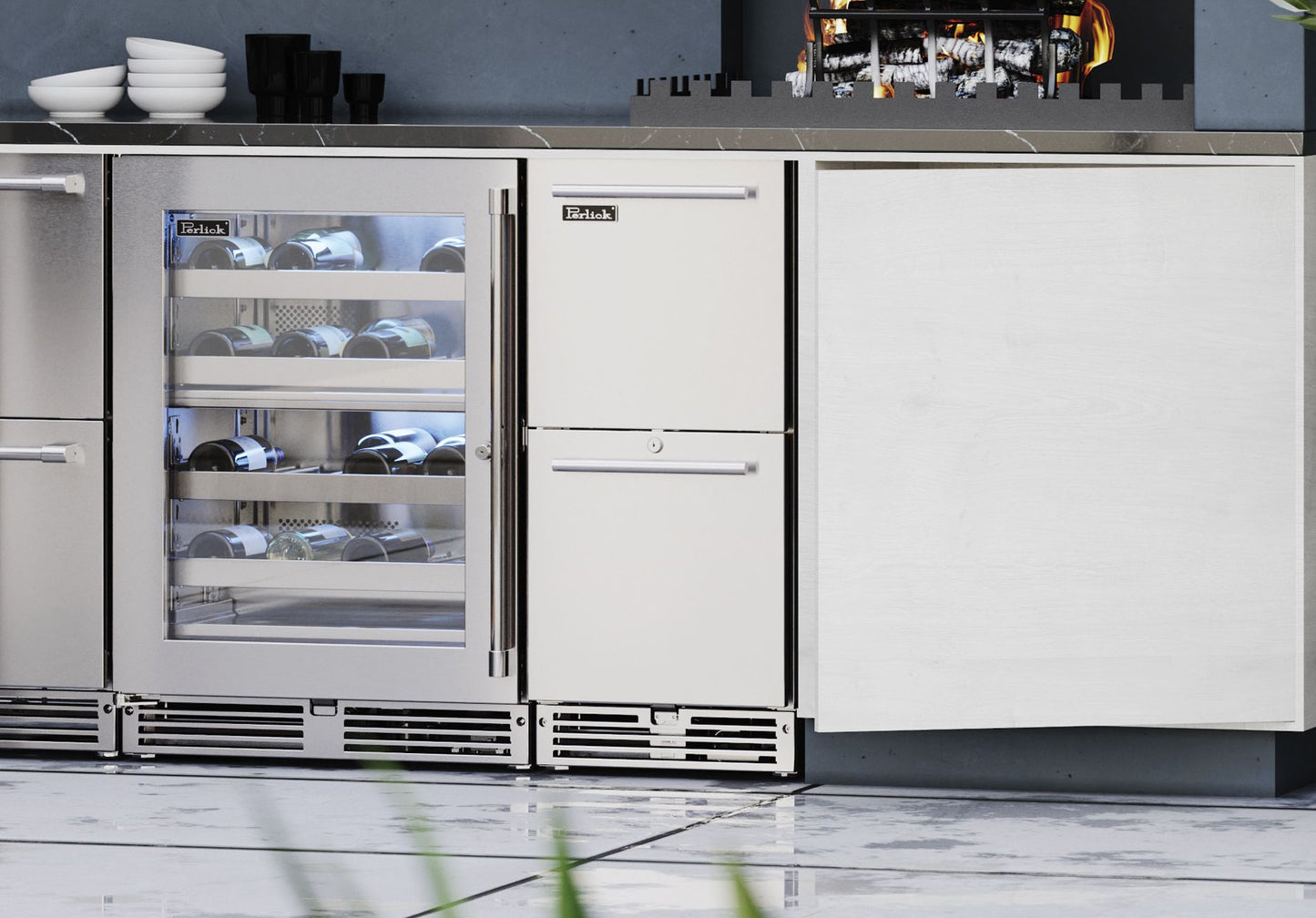 Perlick Signature Series 15" Stainless Steel Marine Grade Refrigerator Drawers with Lock