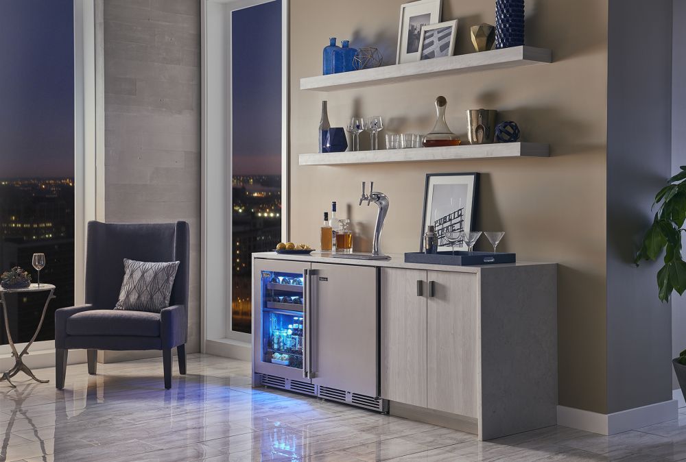 Perlick Signature Series 24" Indoor Adara Keg Dispenser - Dual Tap with Fully Integrated Panel-Ready Solid Door Hinge Right
