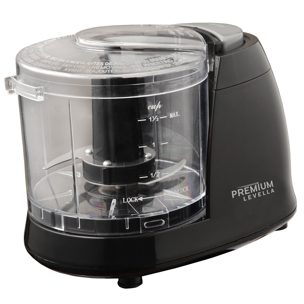 Premium Levella 100 W Black Mini Chopper With Stainless Steel Blades and Dishwasher Safe Bowl