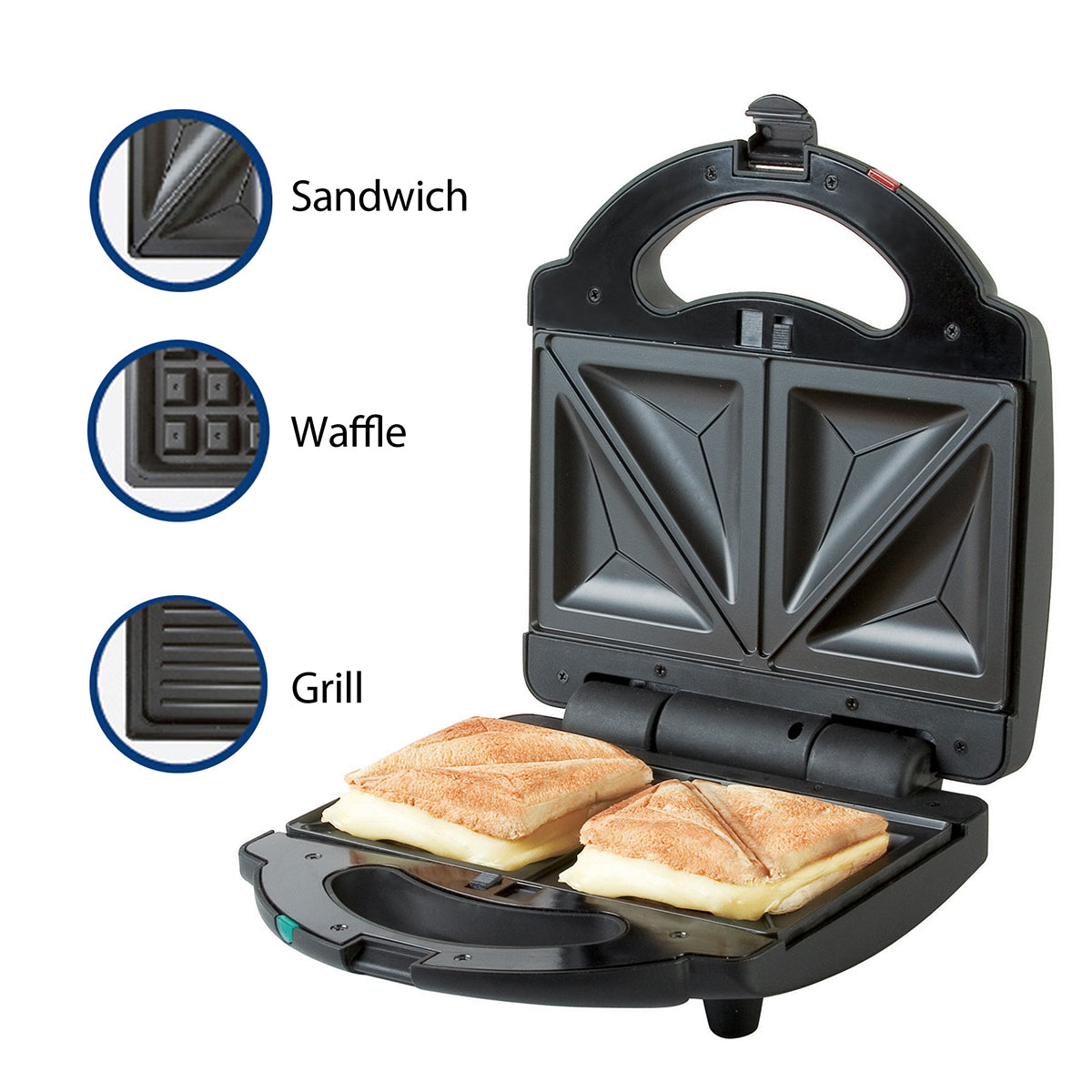 Premium Levella 2-Slice Stainless Steel Deluxe Sandwich Maker With Detachable Non-stick Sandwich, Grill, and Waffle Plates