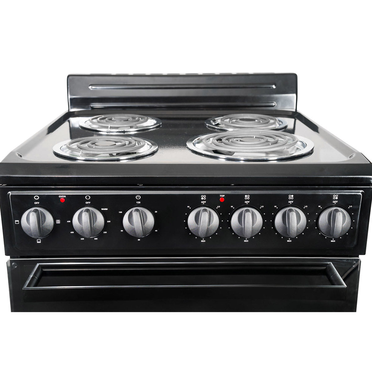 Premium Levella 24" Black Freestanding Electric Stove With 4 Spiral Hot Plate