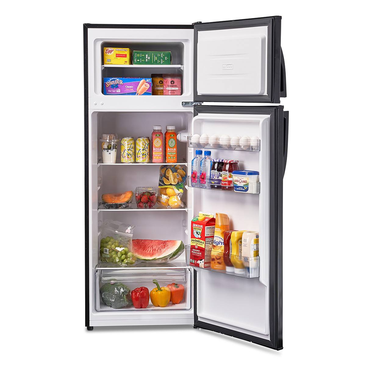 Premium Levella 7.3 ft³ Black Refrigerator With Manual Defrost, 3 Spill-Proof Glass Shelves, and Energy Star Certification