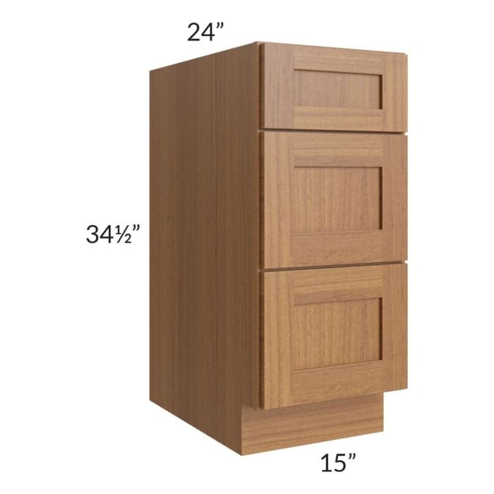 RTA Artisan Walnut Shaker 15" Drawer Base Cabinet with 1 Decorative End Panel
