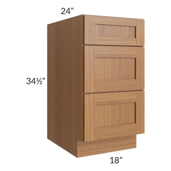 RTA Artisan Walnut Shaker 18" Drawer Base Cabinet with 1 Decorative End Panel