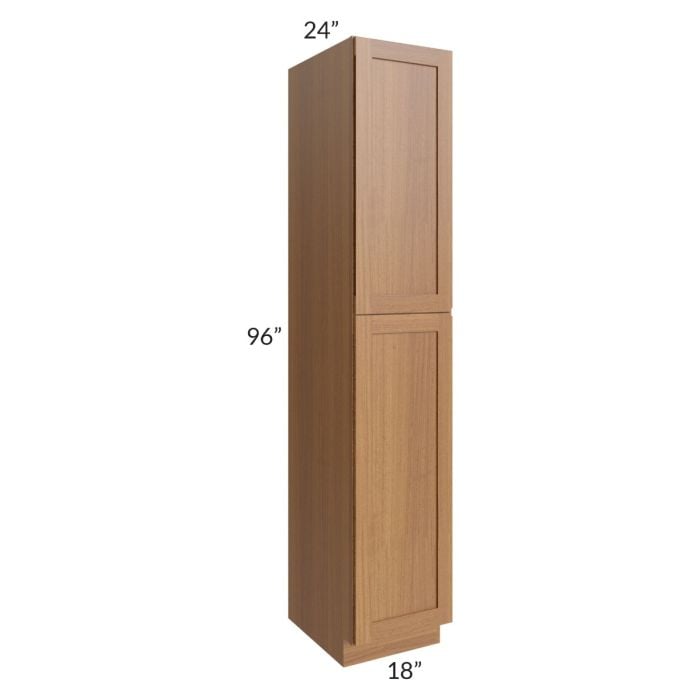 RTA Artisan Walnut Shaker 18" x 96" Wall Pantry with 2 Decorative End Panels and 4 Roll Out Trays