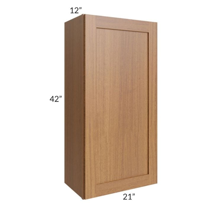 RTA Artisan Walnut Shaker 21" x 42" Wall Cabinet with 1 Decorative End Panel