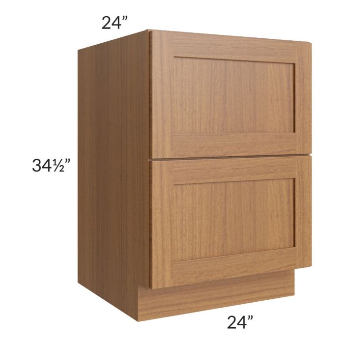 RTA Artisan Walnut Shaker 24" 2-Drawer Base Cabinet