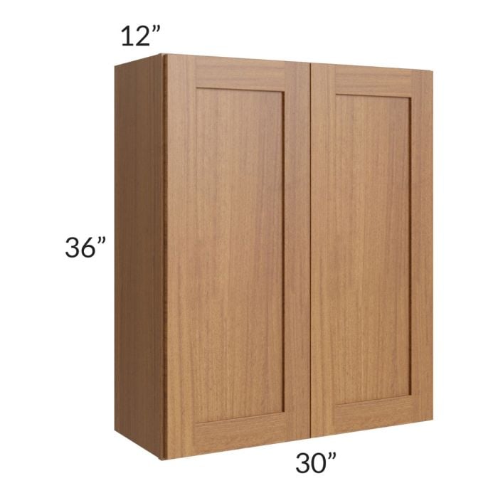 RTA Artisan Walnut Shaker 30" x 36" Wall Cabinet with 2 Decorative End Panels