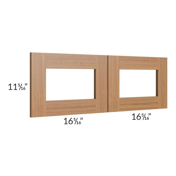 RTA Artisan Walnut Shaker 33" x 12" Glass Doors Only with Glass Included