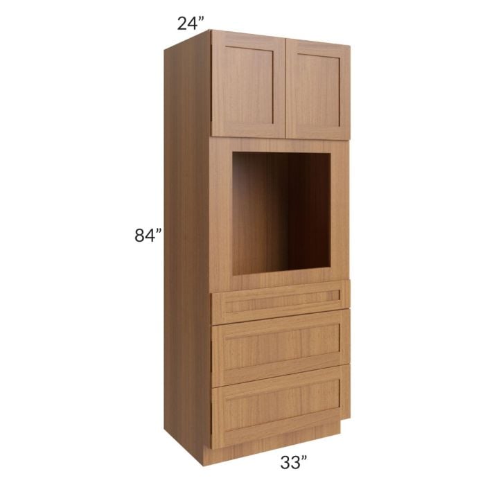 RTA Artisan Walnut Shaker 33" x 84" Oven Cabinet with 2 Decorative End Panels