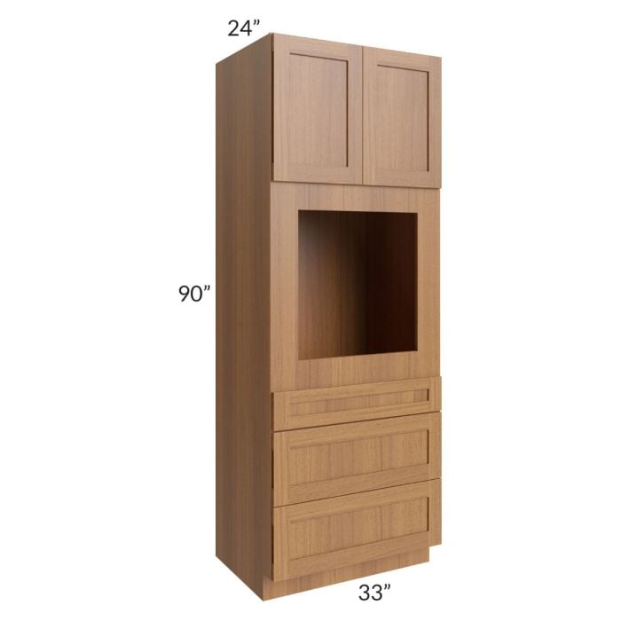 RTA Artisan Walnut Shaker 33" x 90" Oven Cabinet with 2 Decorative End Panels