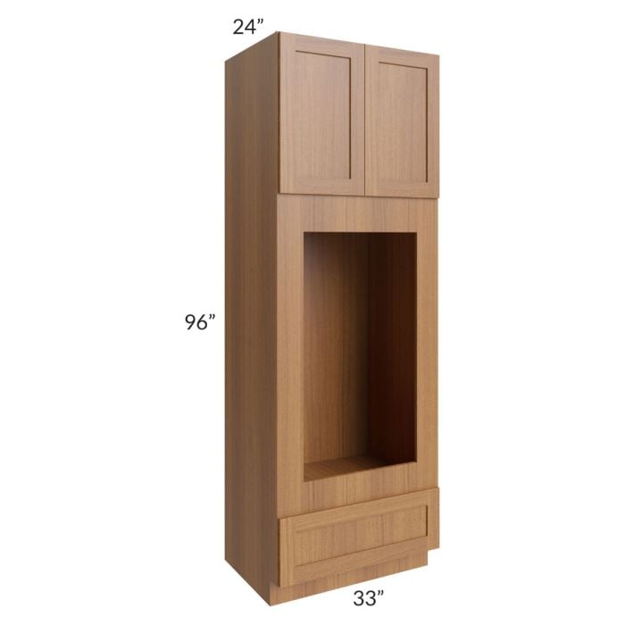 RTA Artisan Walnut Shaker 33" x 96" Double Oven or Oven/Microwave Cabinet with 1 Decorative End Panel