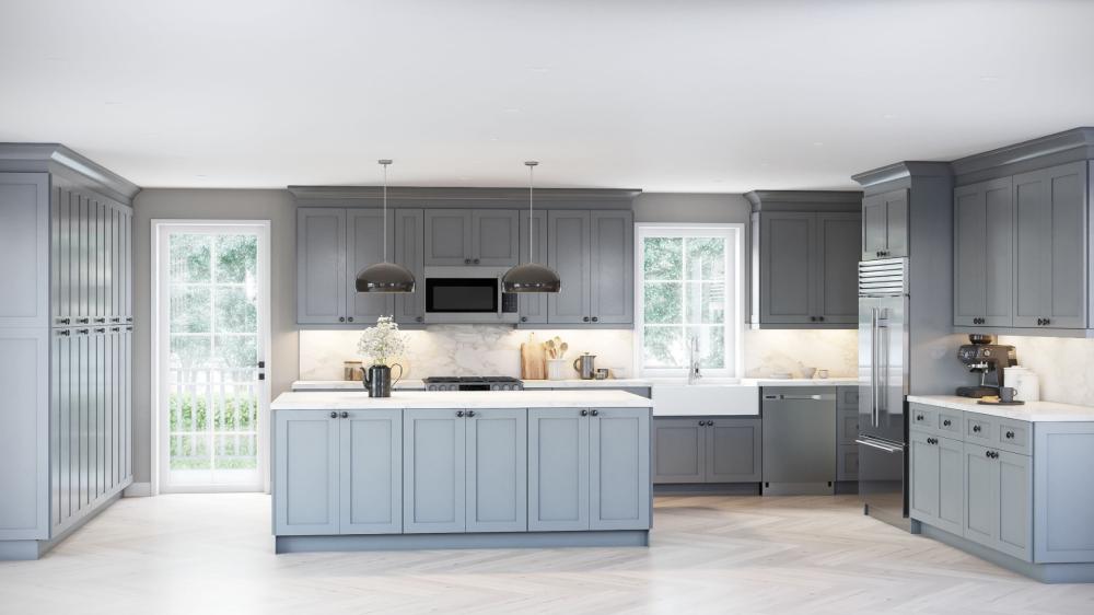 RTA Asheville Grey Shaker 24" x 96" Wall Pantry Cabinet with 1 Roll Out Tray