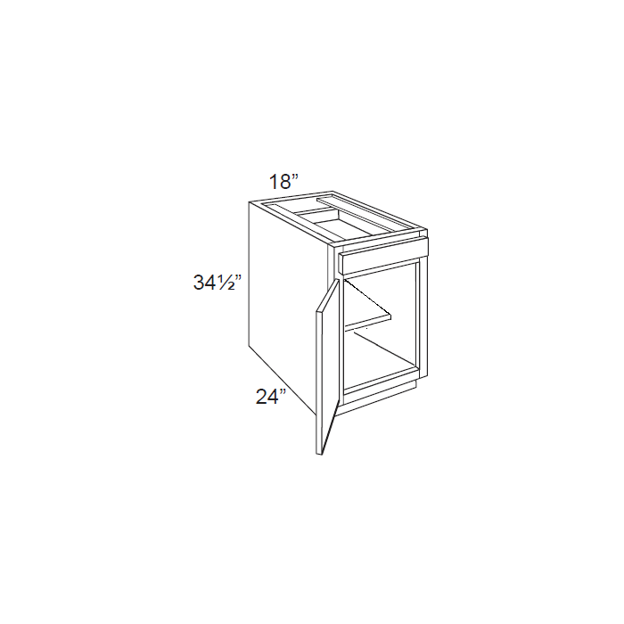 RTA Brilliant White Shaker 18" Base Cabinet with Tray Divider Kit