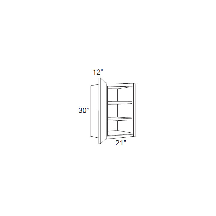 RTA Brilliant White Shaker 21" x 30" High Single Door Wall Cabinet